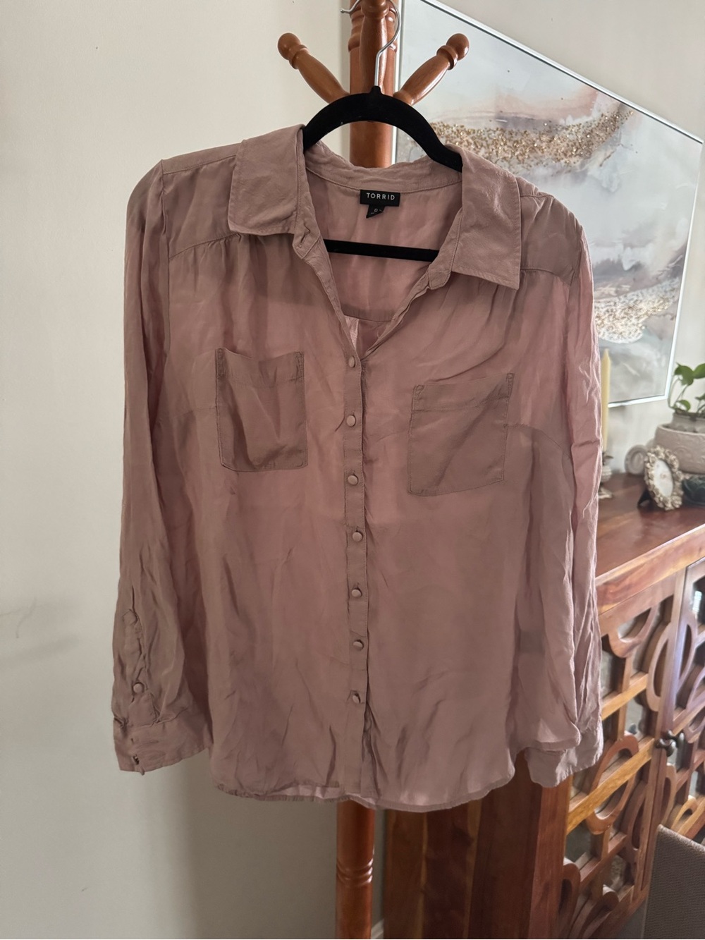 Torrid Long Sleeve Button Up Business Casual Size 0 Work Shirt Pink Preppy